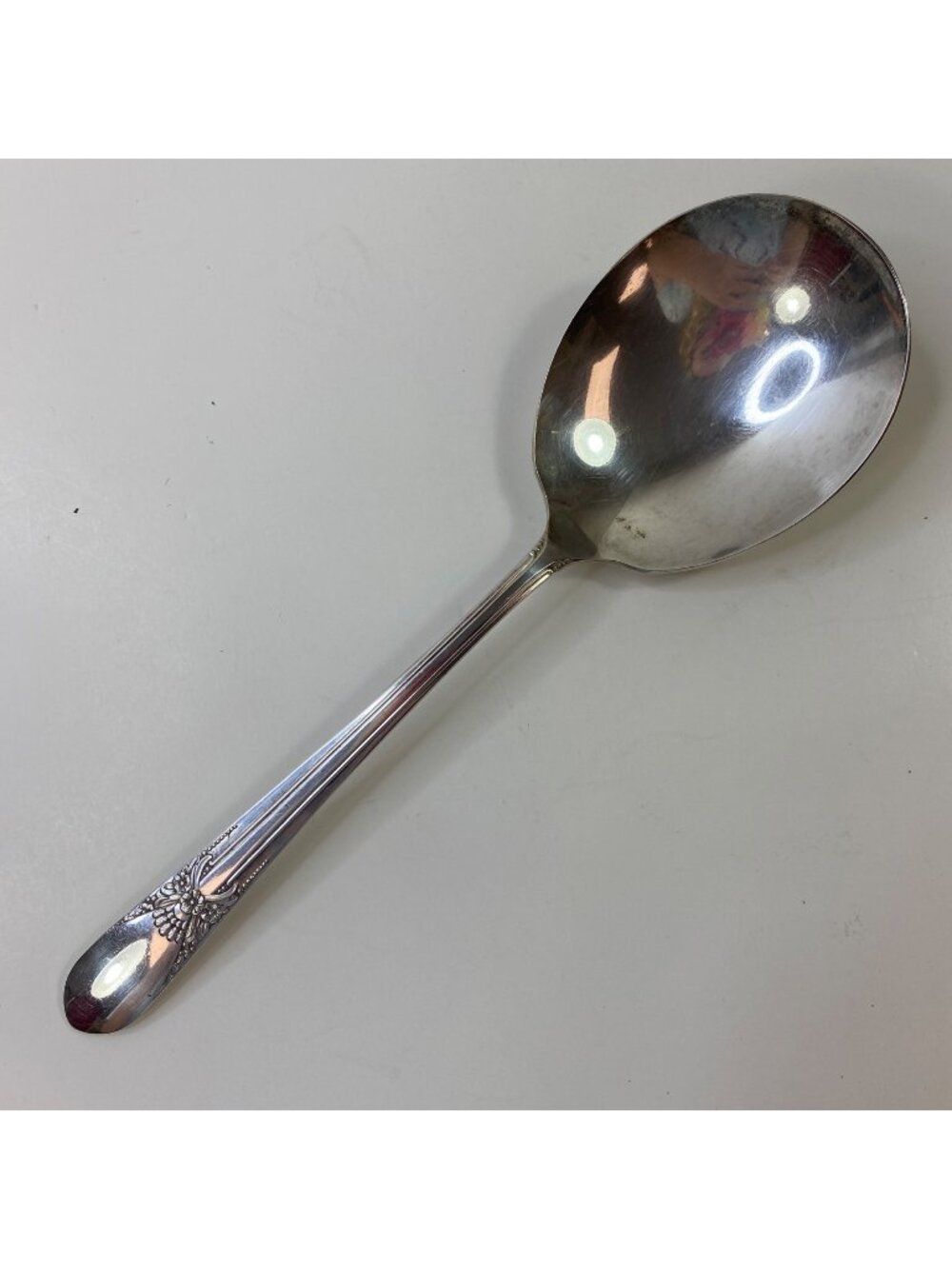 Vintage WM Rogers Beloved Silver Plated Serving Spoon With Ornate Handle Design